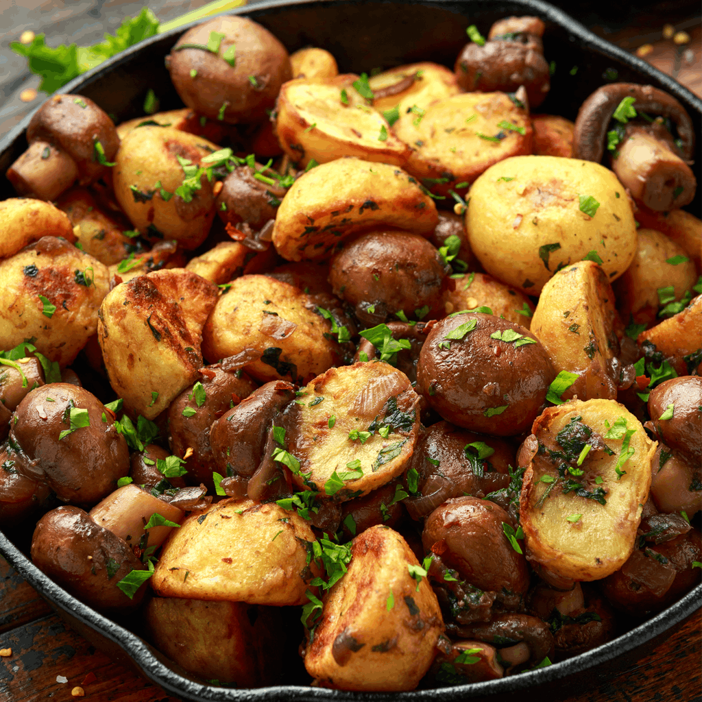 Запечена картопля з грибами